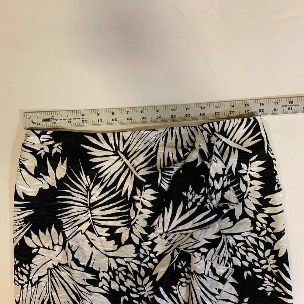 MaxMara Women 100% Silk Floral‎ Tropical Ruffle Pencil Skirt Size 10